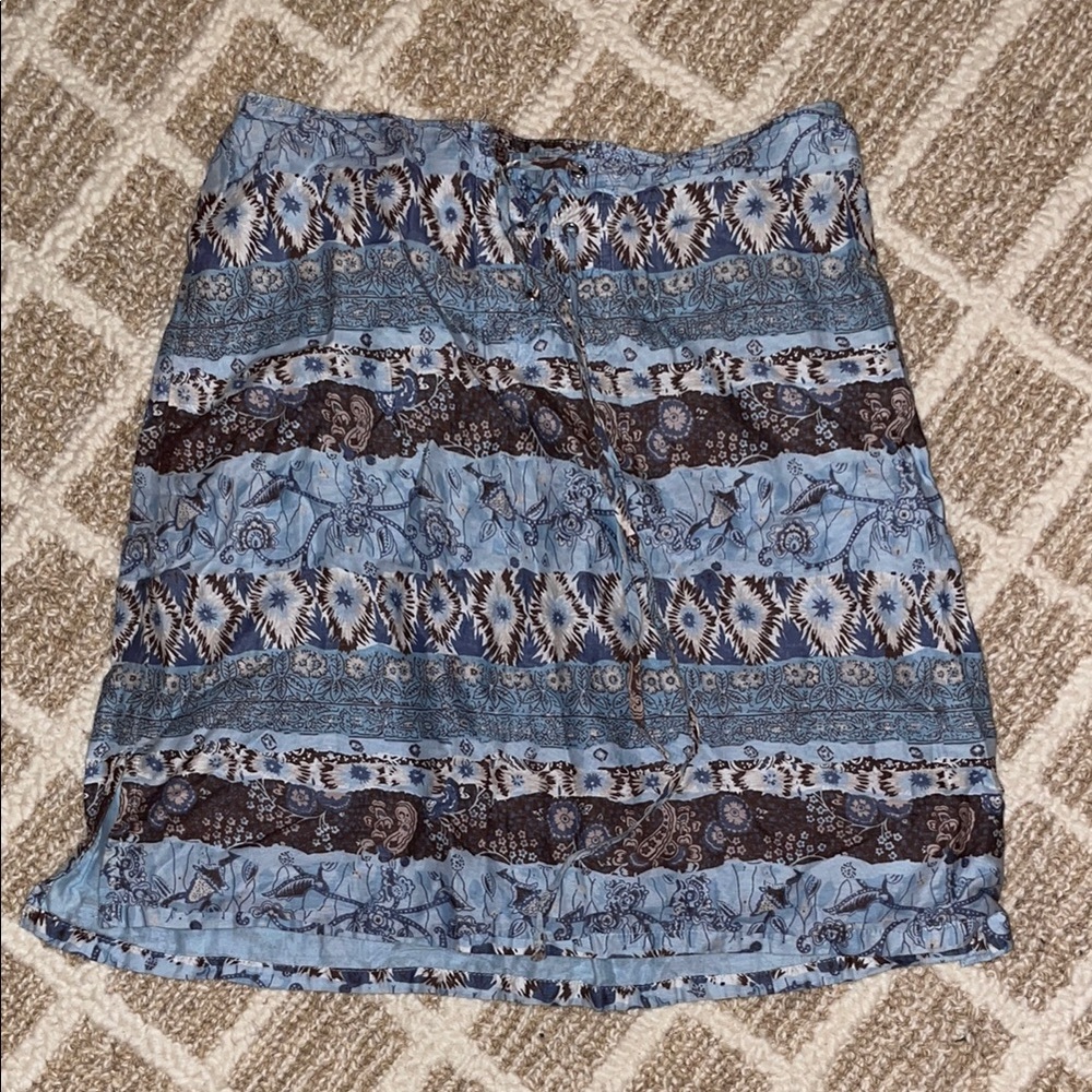 Blue Patterned Girls Skirt - Lightweight Casual Style